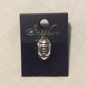 Sapphire Charm Football Bead Silver New